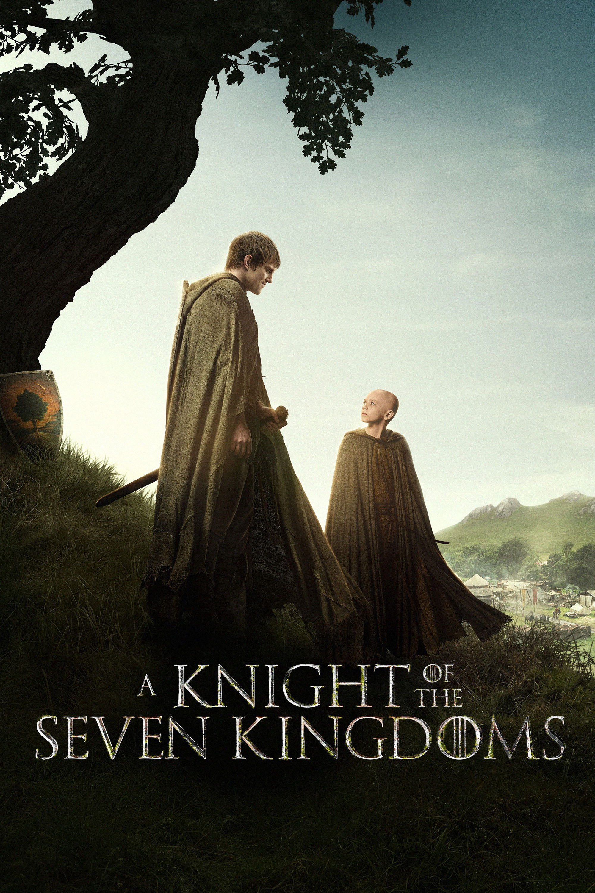 Official key art poster for A Knight of the Seven Kingdoms featuring Peter Claffey as Ser Duncan the Tall and Dexter Sol Ansell as Egg — A tall tale that became legend